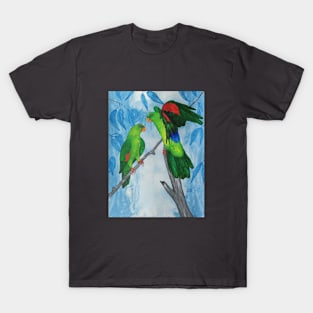 Red-Winged parrots - bird painting. T-Shirt